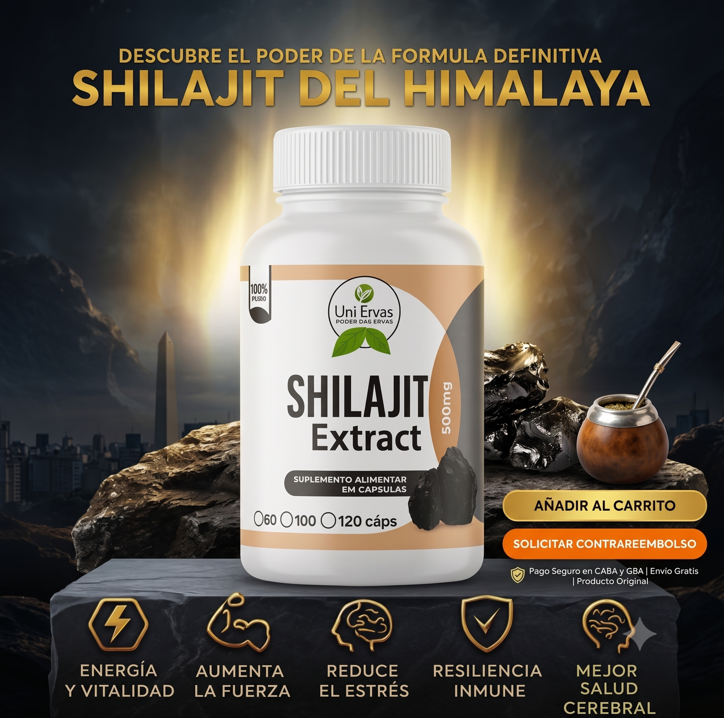 Shilajit Puro 120 cápsulas